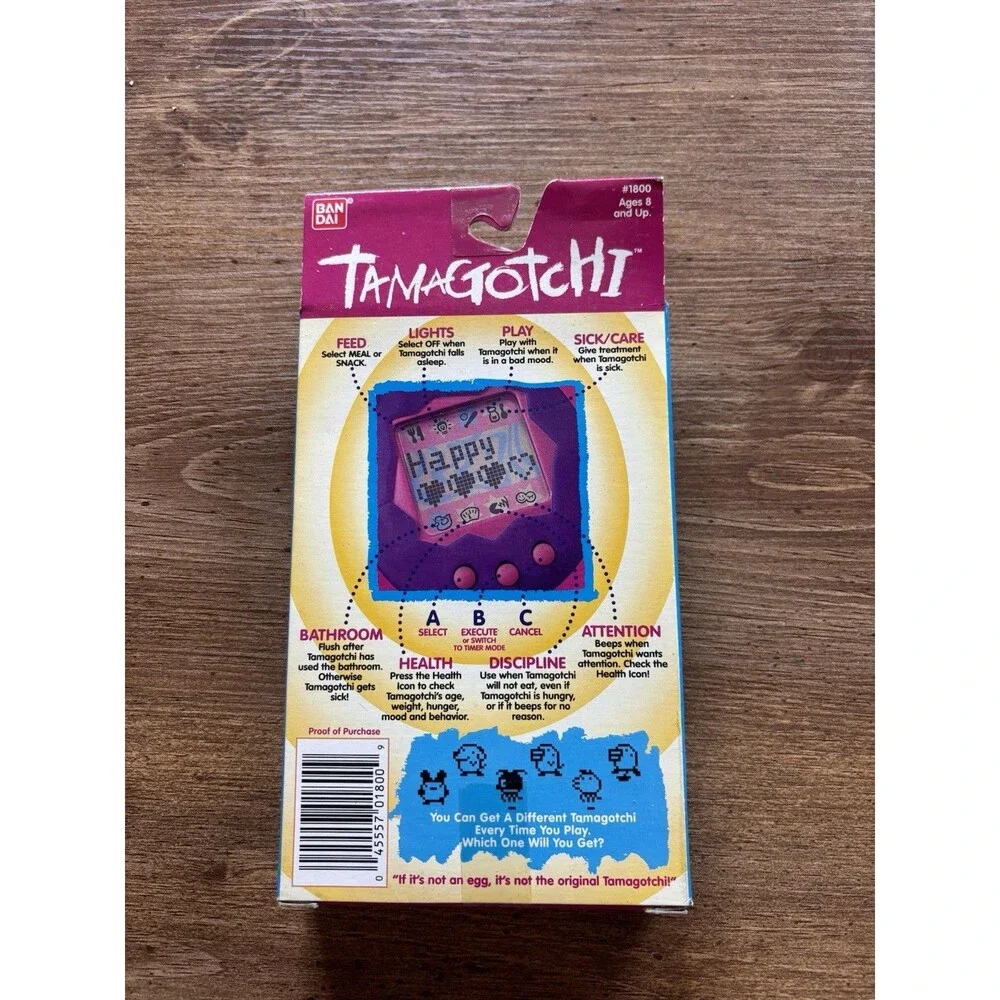 1997 Bandai Original Tamagotchi White Virtual Reality Pet #1800 NEW Boxed